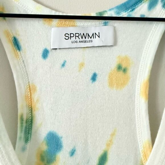 SPRWMN Los Angeles Cotton Racer Back Maxi Dress in Blue & Green Tie Dye - Size S - Picture 4 of 6